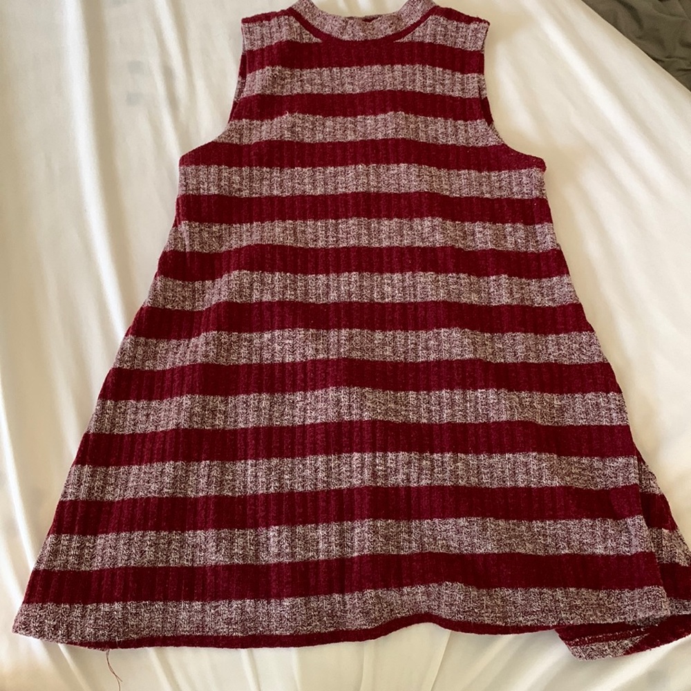 Ribbed Knit Tank Top Burgundy Size Small